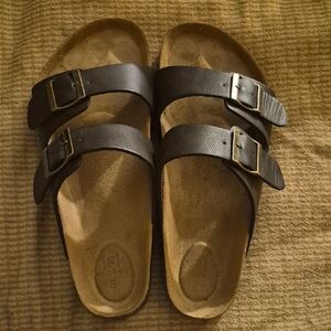 George Dark Brown Double Strap Sandals